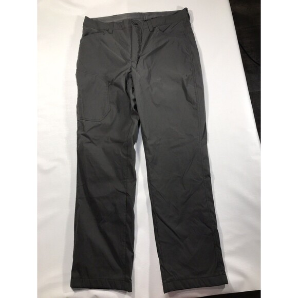 Eddie Bauer Fleece Lined Tech Pants Mens Sz 36x32 Grey Side Zip Pocket - Picture 1 of 9